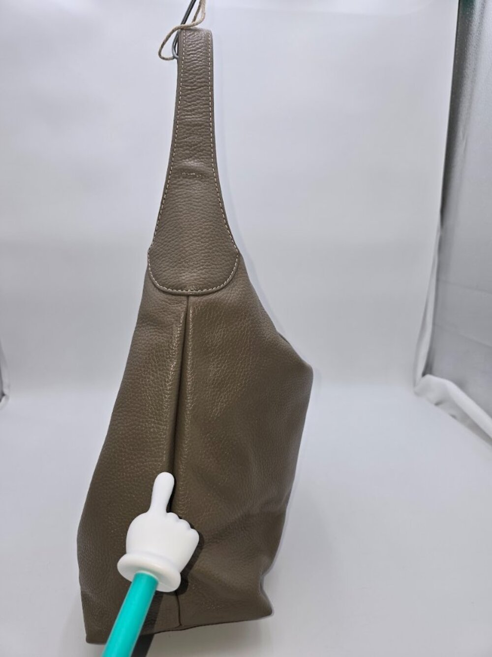 Dooney & Bourke Taupe Pebbled Leather Hobo Shoulder Bag Lock Sac - Picture 5 of 14